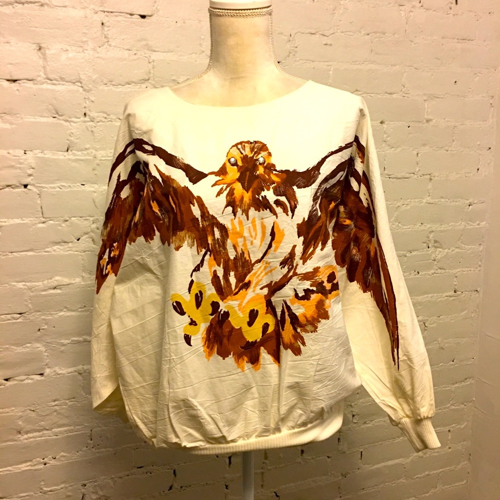 Young Edwardian by Arpeja cotton relaxed top eagle print size m/l